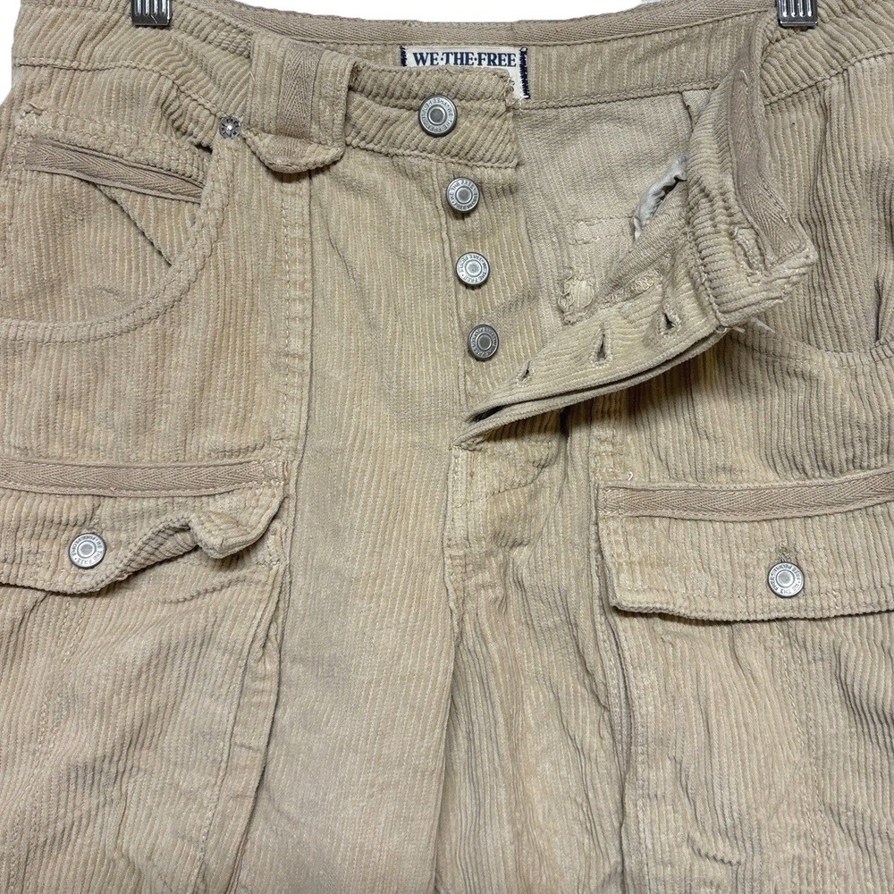 We The Free People Pants London Calling Corduroy Cargo Tapered Leg Boho Sz 28 - Picture 5 of 14